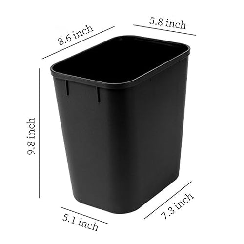 Black Small Trash Can 4Pack, 2Gallon/8L Plastic Office Trash Bin Garbage Can Under Desk, Trash Cans for Bedroom, Office and Kitchen, Trash Bins WasteBasket Fits Narrow Space, Plastic Trash Can