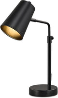 VONLUCE 20" Desk Lamp with LED Bulb, Metal Table Lamp Marble Base, Mid Century Modern Reading Lamp Office, Industrial Task Lamp Work Lamp for Reading Bedroom, Black