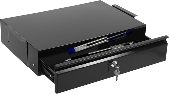 18 Inch Under Desk Sliding Pull-out Black Lockable Drawer for Office Attachable Large Storage Organizer for Sit Stand Workstation