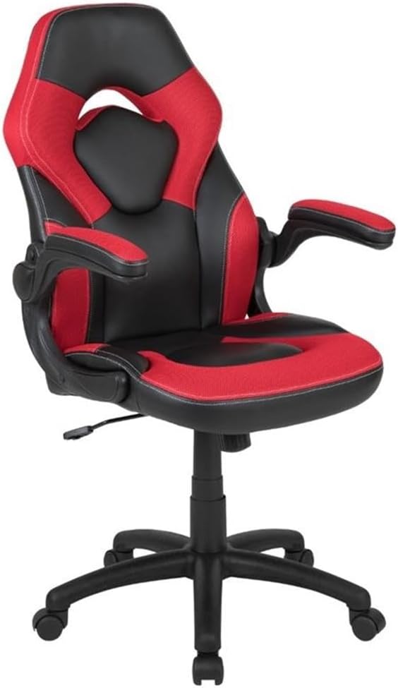BOWERY HILL 2 Piece Gaming Desk Set with Monitor Stand, Black and Red, 51.5" W Desk and Adjustable Gaming Chair, Cable Management, Cup Holder, Headset Hook, Ergonomic Lumbar Support for Gaming Setup