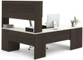Atlin Designs 3-Piece Office Set, Dark and White Chocolate Finish, Melamine and Particle Board, Includes Desk with Storage, Bookcase with Adjustable Shelves, Lateral File Cabinet, Modern Home Office