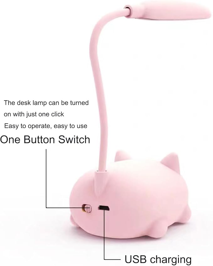 LED Desk Lamp for Kids,Mini Cat Night Light, Cute Cat Foldable USB Rechargeable Reading Light Bedroom Children's Bedside Study (Blue)