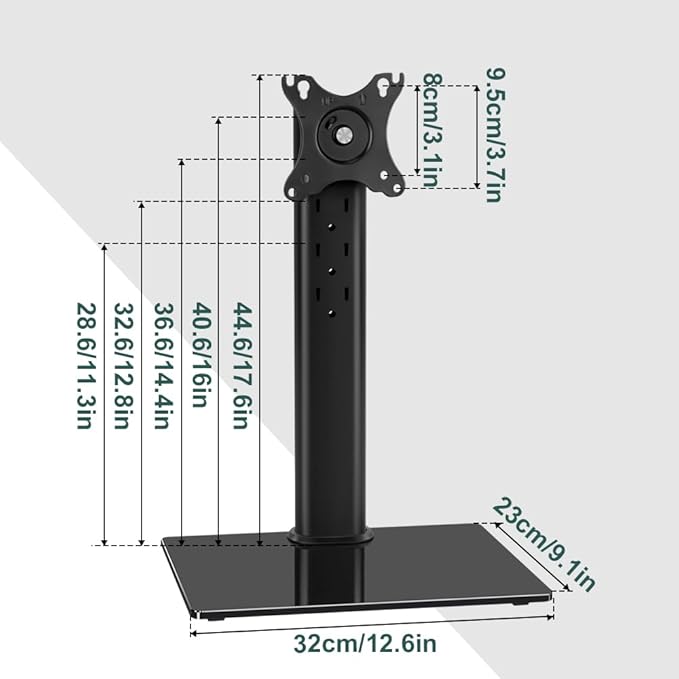 BFTOU Monitor Stand for 13"–32" Screens Swivel Computer Monitor Holder Freestanding 5 Height Adjustable TV Stand VESA 80x80mm/95x95mm Holds up to 77lbs