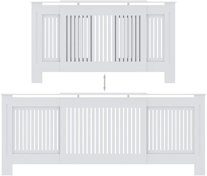 MDF Radiator Cover Cabinet Shelf, Heater Heating Side Stand Radiator Cover Living Room Furniture Decor, White 80.7"x8.1"x32.1",-451