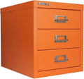 3-Drawer Steel MultiDrawer Cabinet - Bisley Orange, Chrome Pull Handles with Label Holders, Powder-Coated Steel, Removable Drawers, Desktop Storage, Labels Included by Bisley