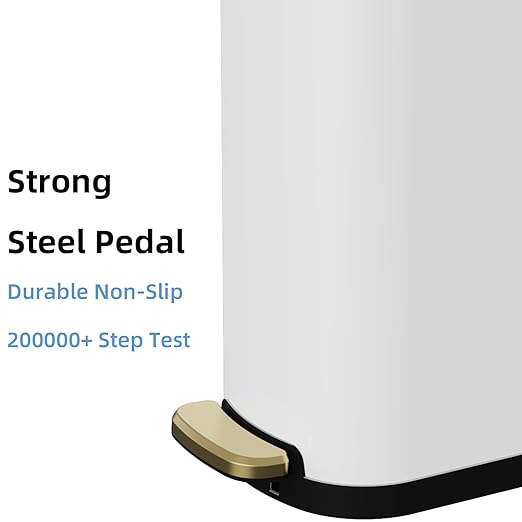 KSSKSS Slim Stainless Steel Desk Wastebasket – White (2.6 Gal, Pack 2)