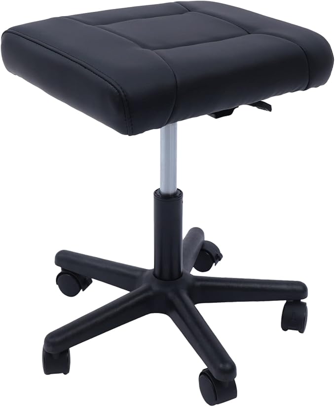 Office Footrest Stool 15.75-20"/40-51cm Height Adjust,Foot Rack Under Table,Ottoman Foot Bench w/Wheel,360° Rolling,Hydraulic Footrest w/Lockable Wheel,for Home Office Desk Foot Rack