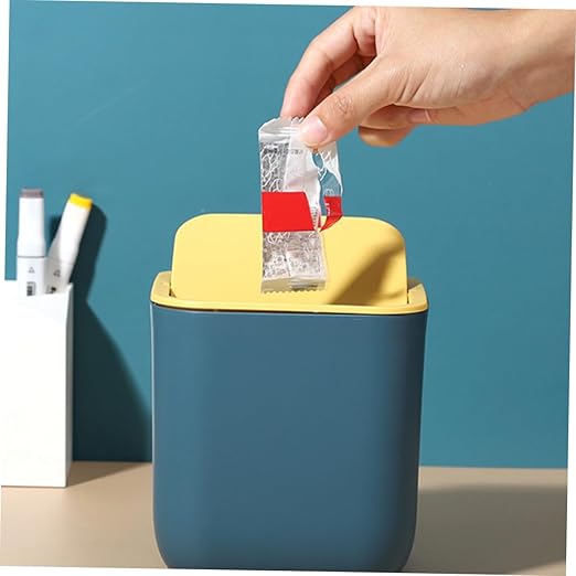 Holibanna Slim Garbage Bin Mini Trash Can Lid Desktop Waste Paper Can Plastic Ash-bin for Spaces Office Kitchen