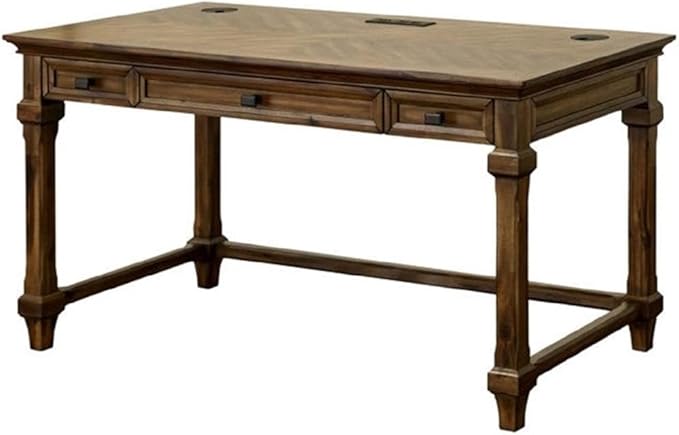 Pemberly Row Set of 3 Office Desk with Power Center & Filing Cabinet & Bookcase