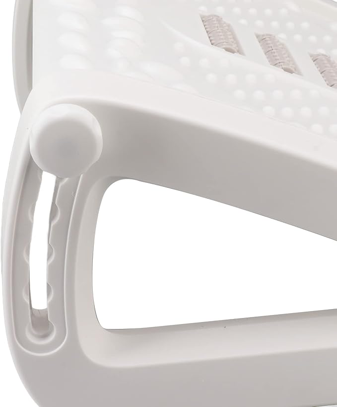 Ergonomic Footrest Height Adjustable Under Desk with Massage Texture Roller - Office Use (White)