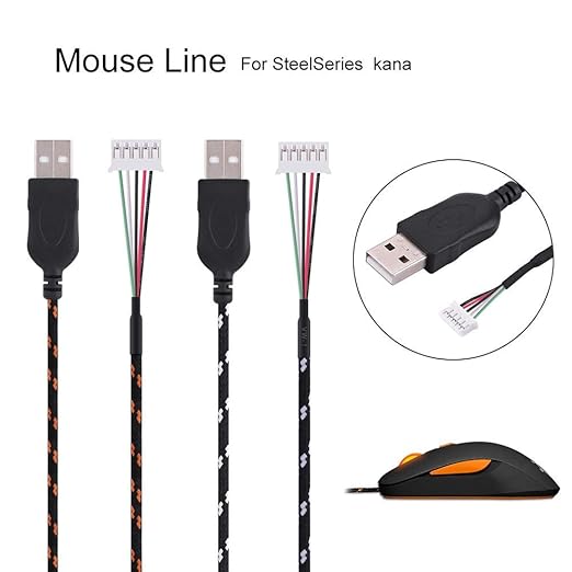 Richer-R 2.2 Meters USB Mouse Lines Wire Mice Cable Replacement Part Repair Accessory for Steelseries kana Mouse(Black+White)