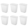 Sterilite 5.5 Gallon Rectangular Wastebasket Easy to Clean Open Top Durable Home Kitchen Trash Bin, Fits 8 Gallon Liner, 6 Pack, White