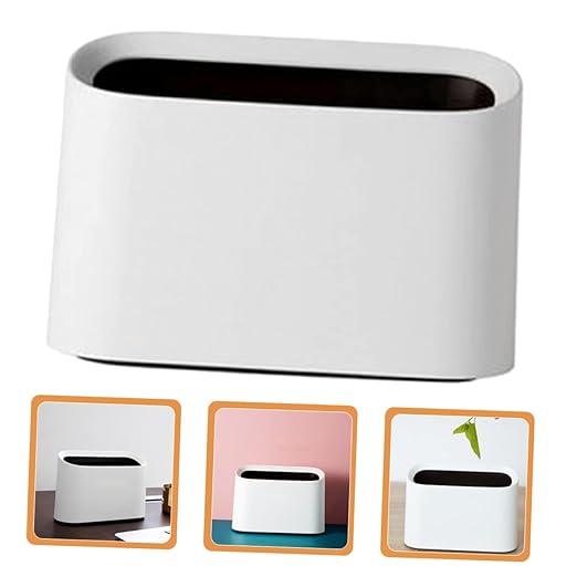 MAGICLULU Desktop Trash Can Slim Portable Wastebasket for Home Office and Car Mini Multifunctional Garbage Bin with Opening for Easy Disposal Stylish White Design