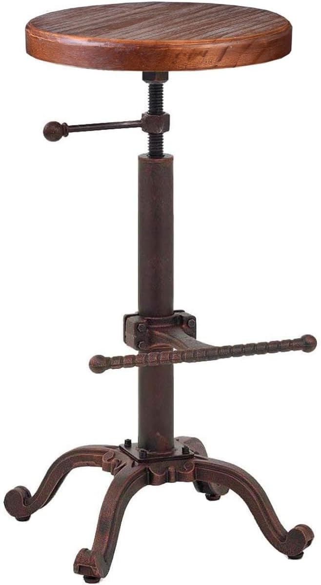 Topower Industrial Retro Vintage Farm Wooden Tractor Stool Kitchen Swivel Height Adjustable Bar Stool (Copper)
