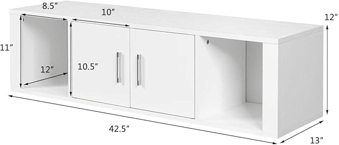 Giantex Wall Mounted Storage Cabinet and Floating Computer Desk Set W/Storage Shelves for Living Room, Bedroom, Office TV Media Floating Console Table Set