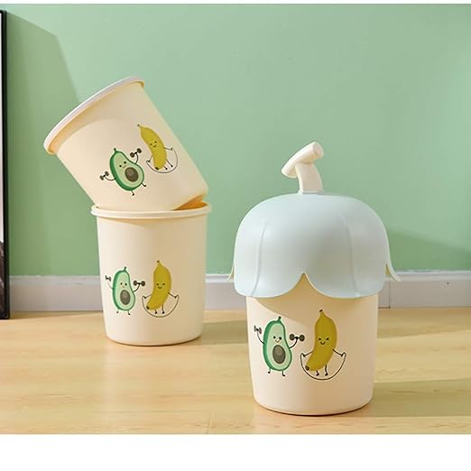 Garbage Can Trash Can Round Slim Decorative Plastic Wastebasket Garbage Bin Bathrooms Kitchens Home Offices Dorm Rooms 12L/3.1 Gallon Desktop Trash Can (Color : Blue) (Blue+Green+Pink)