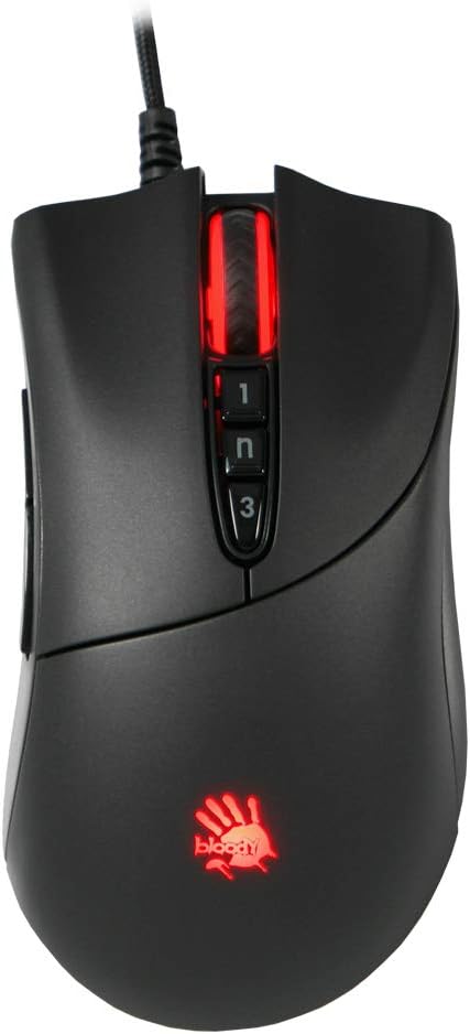 Bloody SP30 Ergonomic Optical Switch Gaming Mouse - Fastest Mouse Switch in Gaming - Enthusiast Grade Sensor - 8 Programmable Buttons - Non-Slip Rubberized Black