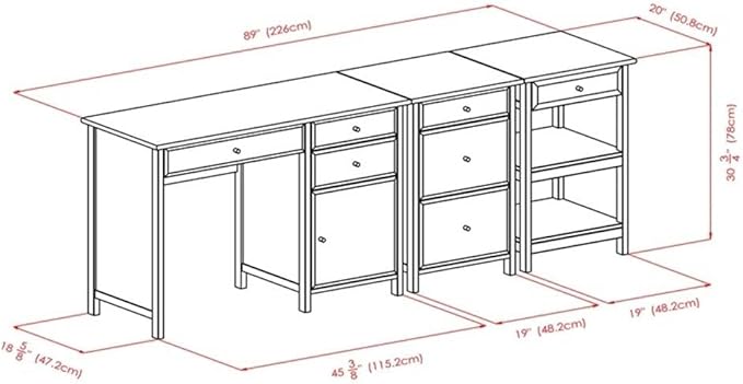 Winsome Wood Delta 3-Pc Set Home Office, White