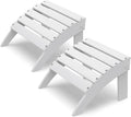 IVY&LANE Outdoor Adirondack Ottoman | Folding | Set of 2 | HDPE | White | All Weather | Waterproof Patio Footrest for Adirondack Chair | Poly Lumber Foot Rest for Deck Backyard