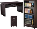 Home Square 3 Piece Set with Desk Mobile File Cabinet and Bookcase in Cappuccino