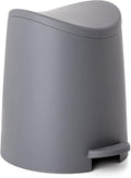 Superio Mini Plastic Bathroom Trash Can with Lid 3 Liter Grey Modern Curved Step On Trash Can with Foot Pedal, Mini Kitchen Waste Bin, Durable and Soft Close for Bedroom, Office, Under Desk