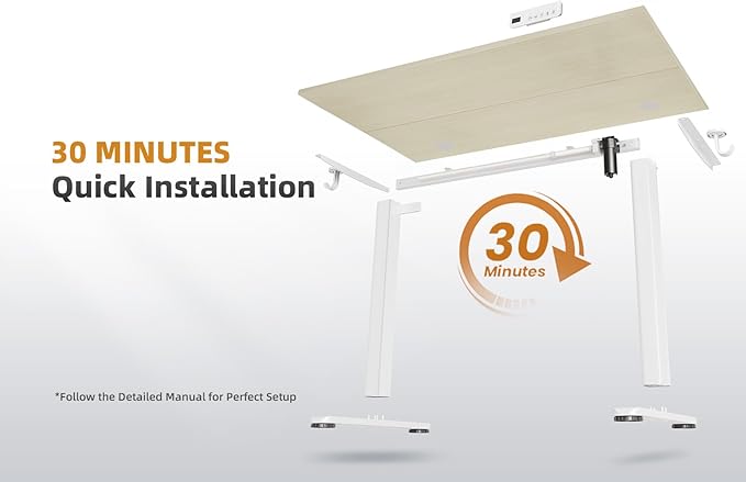 YDN Electric Standing Desk, 55 x 24 Inches Adjustable Height Stand up Desk with Cable Management, Home Office Desks with Splice Board & Frame, Nature Top