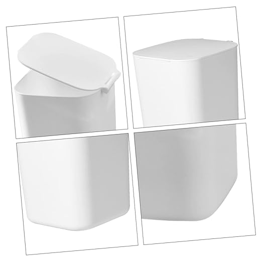 SOLUSTRE Slim Trash Can Lid Kitchen Garbage Can Desktop Trash Bin Plastic Mini Trashcan