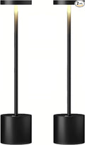 Cordless Rechargeable Battery Operated Dining Table Lamp 6000 mAh LED Desk Lamps 13.5 inches 3-Level Light Color Adjustable Dimmable Brightness for Reading/Restaurant/Study, Pack of 2