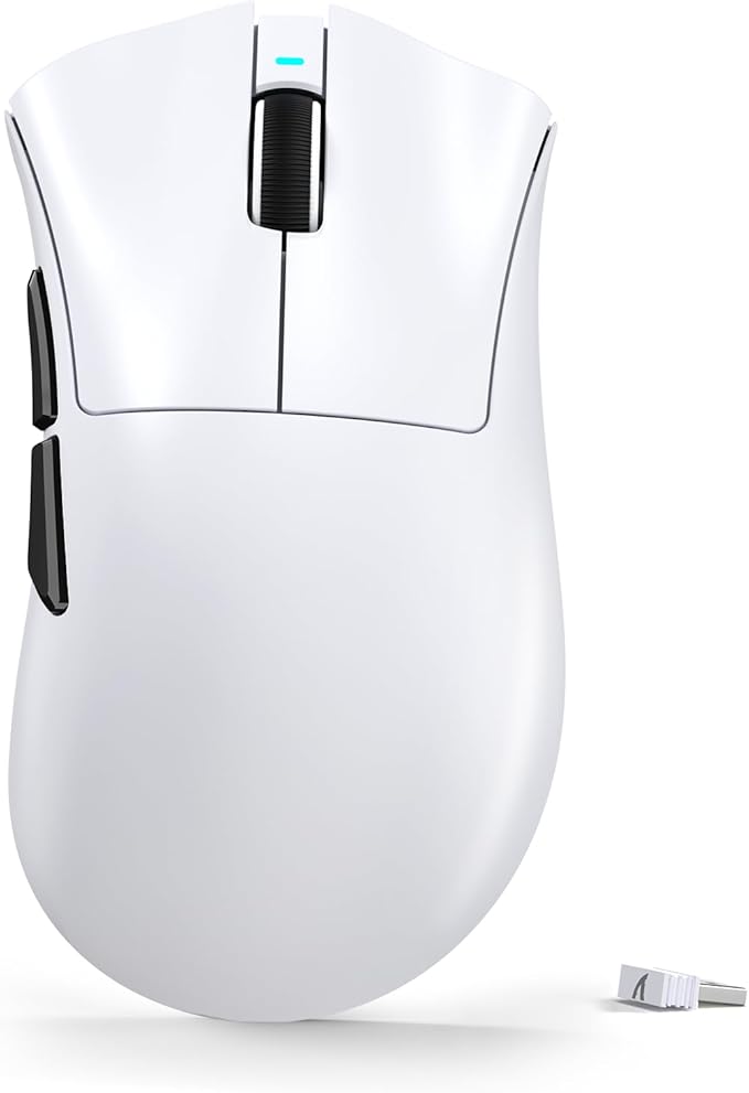 ATTACK SHARK V3 Ultra-Light Wireless Gaming Mouse,PAW3311 Sensor, 500mAh, 62g, 25KDPI 2.4G/BT/USB-C Rechargeable Wireless Mouse with 5 Programmable Buttons for Laptop,PC,Mac Gamer (White)