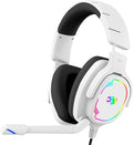 Jimonyer Gaming Headset for PC/PS4/PS5/Xbox One/Switch, Stereo Surround Sound Gaming Headphones with Noise Canceling Flexible Mic, Computer Headset with 3.5mm Jack & RGB Light(White)