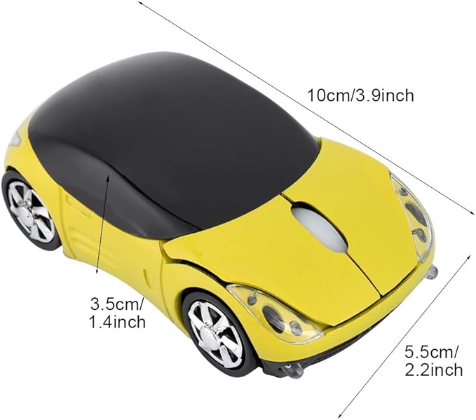 Zerone 2.4GHz Mouse, Portable Optical Mouse 1600DPI for/Android/ME/Windows PC/Tablet Gaming Office (Yellow)