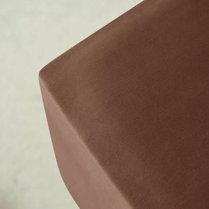 Ottoman Cover Square Velvet Ottoman Covers Protector for Footrest Foot Stool Furniture Stretch Comfortable with Elastic Bottom Medium Coffee
