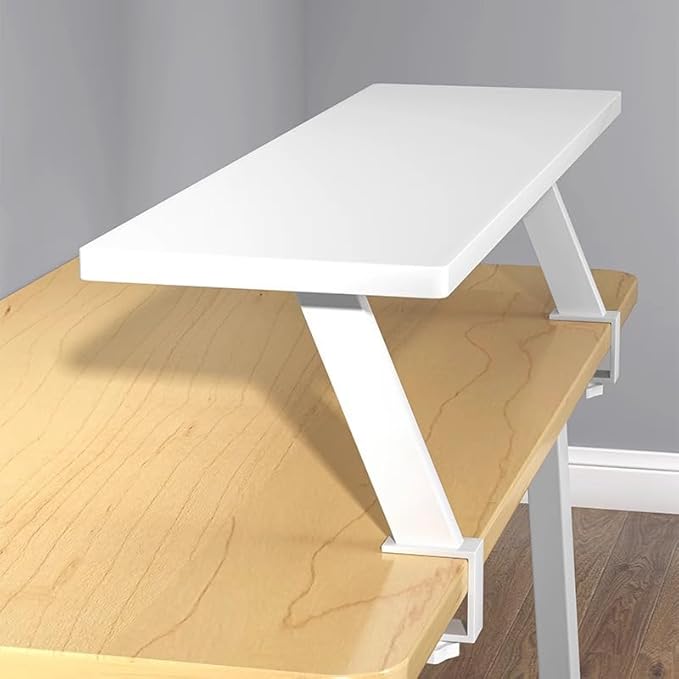 39.4x7.8 in Clamp on Desk Shelf, Adjustable Floating Desks Shelf Space Saving Desktop Extender Storage Organizer for Office, Dorm, Home Desk Organization, White