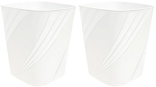 DAJITRE Small Plastic Trash Can Wastebasket Recycling Bin for Bathroom, Dorm, Bedroom，Home Office, Garbage Can for Bedroom, Kids Room (2, White)