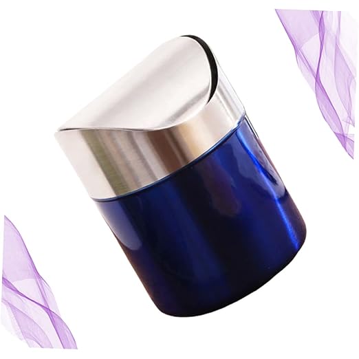 Vaguelly Stainless Steel Kitchen Waste Can Compact Desktop Trash Bin Under Sink Storage Container Suitable for Home Office