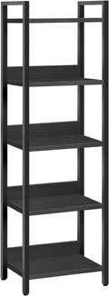 MAHANCRIS 5-Tier Bookshelf, Bookcase, Shelves Organizer for Small Spaces, Storage Shelf Organizer, for Living Room, Bedroom, Study, Balcony, Black BKHB5501