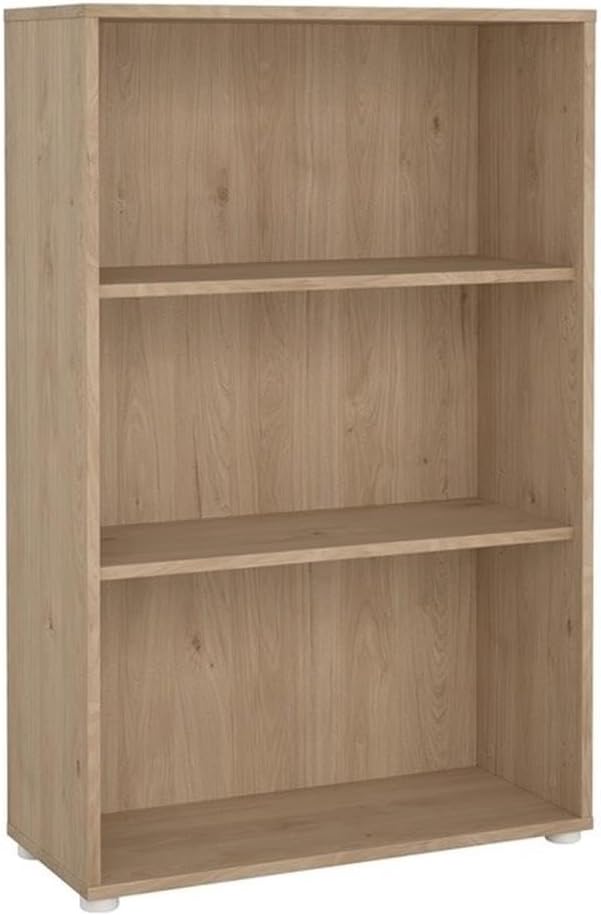 Pemberly Row Set of 2 Desk and Adjustable 3-Shelf Bookcase in Jackson Hickory