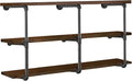 HITOMEN Industrial Iron Pipe Shelves, 3 Set 3-Tier, 28" Tall, 12" Depth, DIY Open Bookshelf Bookcase, Wall Mounted Vintage Retro Shelving, Rustic Farmhouse Pantry Kitchen Storage, Black Shelf Brackets