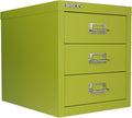 3-Drawer Steel MultiDrawer Cabinet - Bisley Green, Chrome Pull Handles with Label Holders, Powder-Coated Steel, Removable Drawers, Desktop Storage, Labels Included by Bisley