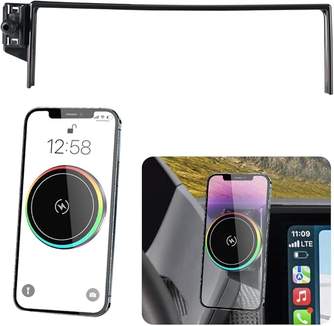 Car Magnetic Phone Mount for Toyota bZ4X 2023 2024 2025 and Subaru Solterra 2023-2025 Auto Interior Accessories Best Cellphone Holder Fast 15W Wireless Charger Cell Phones Charging Screen Stand