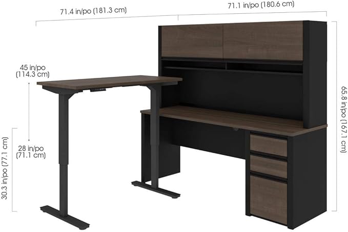 Bestar Connexion 3 Piece Standing Desk Set in Antigua and Black