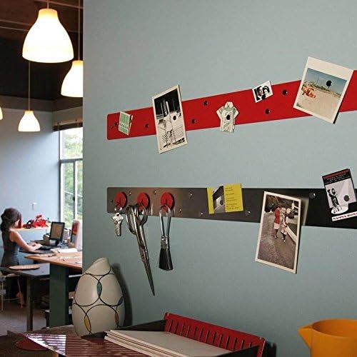 Three by Three Seattle 28 x 2.5 Inch Metal Strip Frameless Magnetic Bulletin Board with 12 Magnets for Memos, Photos, Lists, and More in Office, Home, or School Décor (Spring Green)
