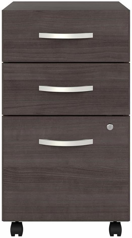 Pemberly Row Set of 2 Mobile File Cabinet & Computer Table Desk in Storm Gray