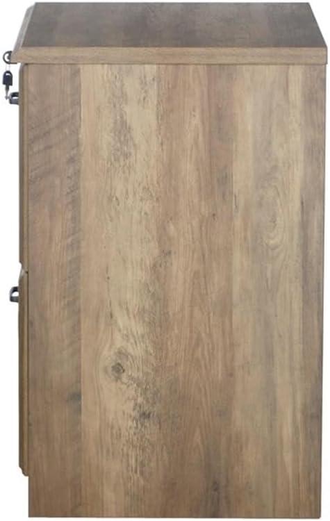 Pemberly Row Set of 2 Lateral Filing Cabinet & Executive Desk in Rustic Oak