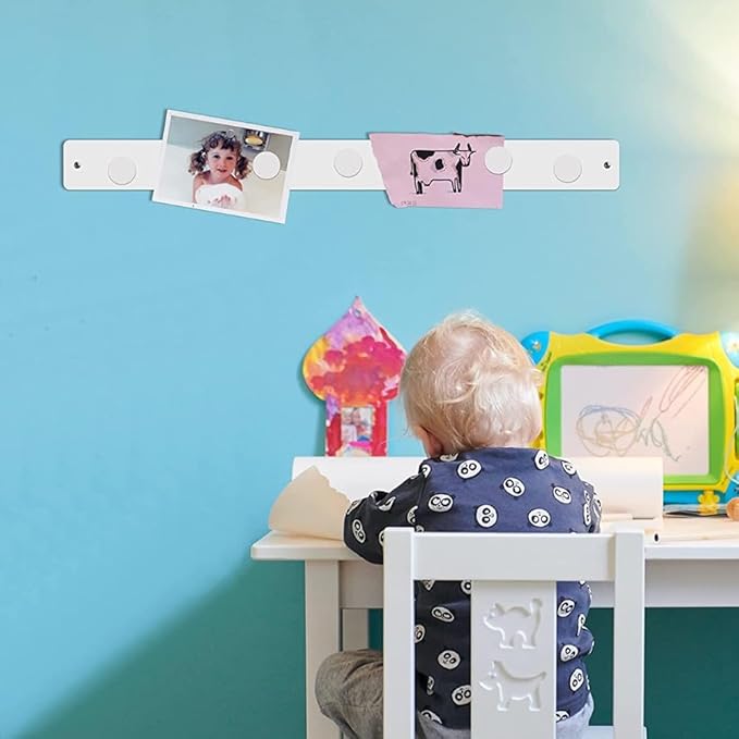 Three by Three Seattle 28 x 2.5 Inch Metal Strip Frameless Magnetic Bulletin Board with 12 Magnets for Memos, Photos, Lists, and More in Office, Home, or School Décor (Spring Green)