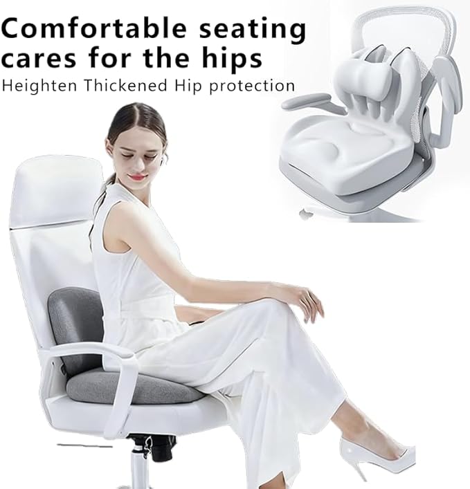 Adjustable Memory Foam Lumbar Cushion - Ergonomic Lower Back Support Pillow with Cotton Cover, Mid-Height Customizable Design for Office Chair, Car Seat, Long Sitting (Gray, Large)