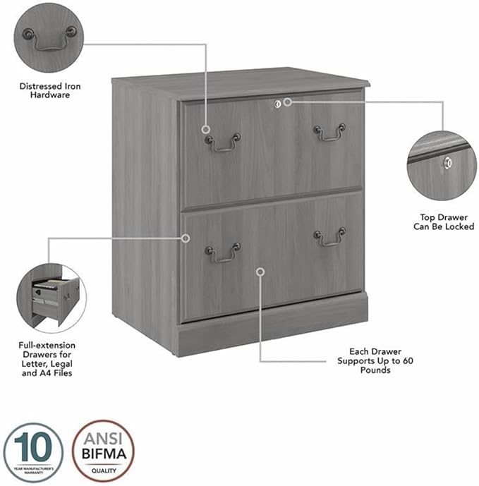 Pemberly Row L Shaped Desk with Storage Set, Modern Gray Engineered Wood, 66W x 72D, Includes File Cabinet, 2 Tall 5 Shelf Bookcases, Locking Drawers, Scratch-Resistant Surface for Home Office Use