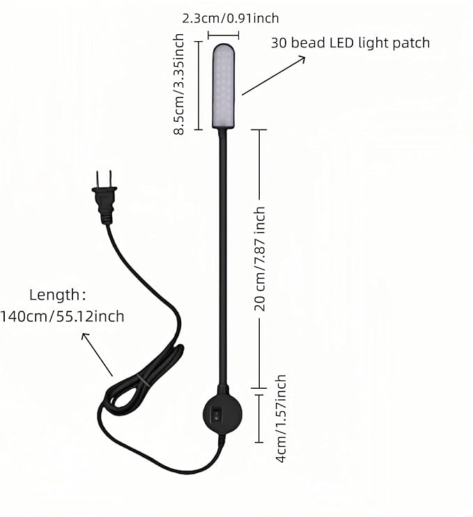 30 LED Sewing Machine Light with Super Strong Magnetic Base -Fully Flexible Silicone Neck Task Lamp for Craft Tables,Drill Press,Desk,Workbench,Lathe & Music Stand - Eye Caring,No Flicker,Durable