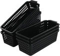 6 Pack Small Plastic Storage Baskets, Black Desktop Baskets