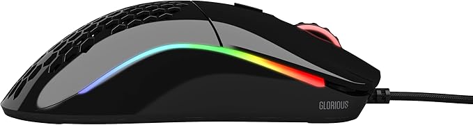 Glorious Gaming - Superlight Wired PC Gaming Mouse with Honeycomb Shell, 6 Programmable Buttons, RGB Lighting & PTFE Skates - Model O, Glossy Black